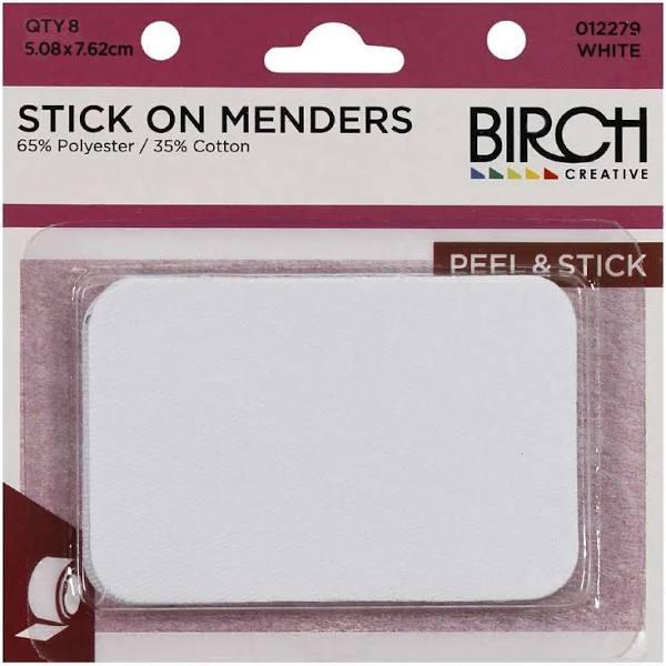 Birch Stick On Menders, White- 8pk