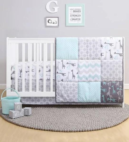 The Peanutshell Crib Bedding Sets in Boy, Girl and Unisex Colours - Baby Quilt, Fitted Crib Sheet, Crib Skirt Included (Addison)