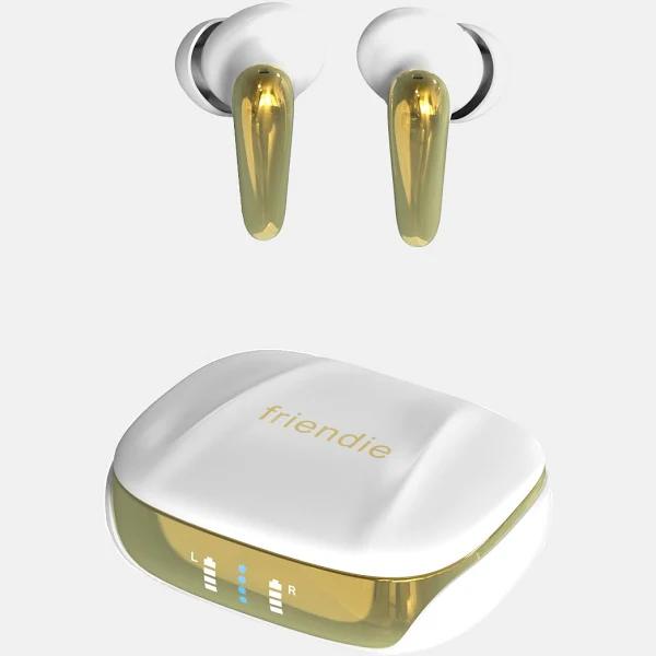 Air Focus ANC Pearl White and Gold Active Noise Cancelling Earbuds (In Ear Wireless Headphones)