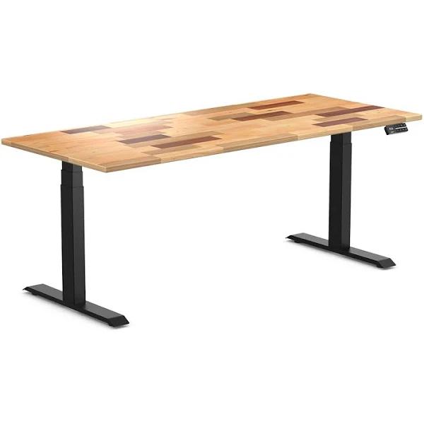 Desky Dual Softwood Sit Stand Desk Reclaimed Pine / 1800x750mm / Matte Black