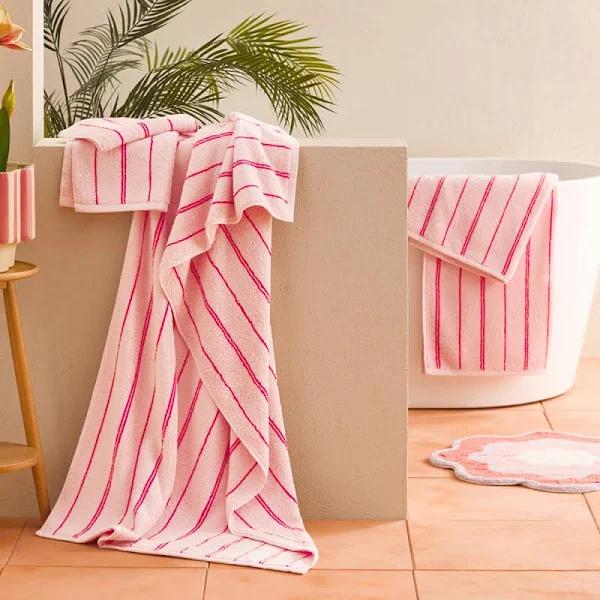 Hudson Candy Pink & Strawberry Stripe Towel Range - Bath Towel