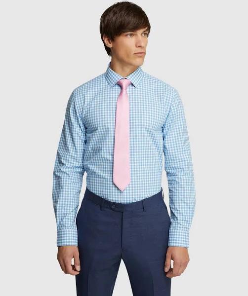 Oxford Beckton Checked Shirt in Aqua Blue S