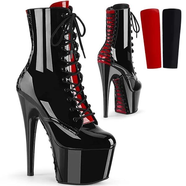 Pleaser ADORE-1020FH Black-Red Patent/Black-Red Ankle Boot Size 13