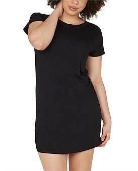 David Jones Boody Goodnight Short Sleeve Short Nightdress in Black, Size Small