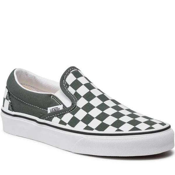 Vans Classic Slip-on Checkerboard Shoes - Size 4 - Thyme/True White