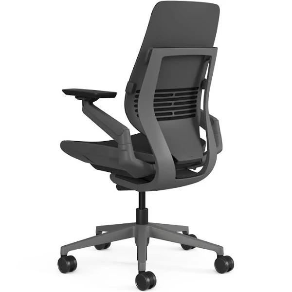 Steelcase Gesture Ergonomic Office Chair - Steelcase Australia Upholstered Black Montana Leather; Dark Frame / with Arms, No Headrest