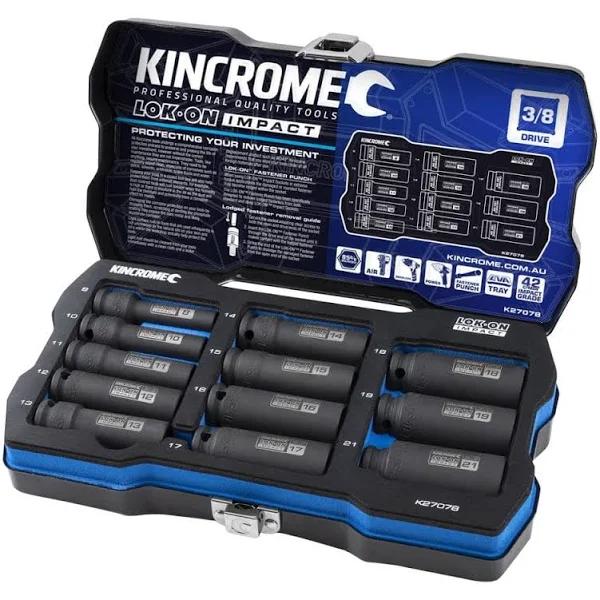 Kincrome LOK-ON Deep Impact Socket Set 12 Piece 3/8" Metric K27078