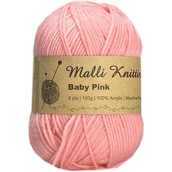 Malli Knitting 100g Acrylic Yarn - Baby Pink