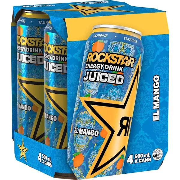 Rockstar Energy Drink El Mango 500ml X4 Pack