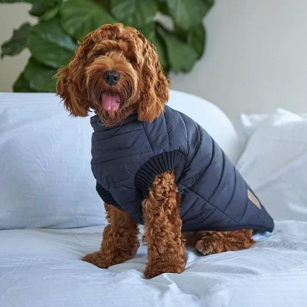 Kazoo Dog Coat Reversible Puffer Black & Silver 53cm