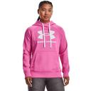 Under Armour Womens Rival Fleece Logo Hoodie Pink XS @ Rebel Active