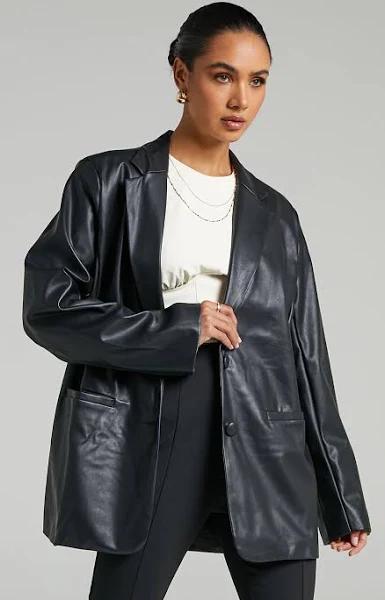 Showpo | Samanfa Jacket - Faux Leather Jacket in Black | European Summer Outfit