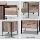 Artiss Bedside Table Drawers - Metal Oak Nightstand