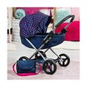 Bayer Cosy Doll Pram - Dark Blue With Pink Hearts