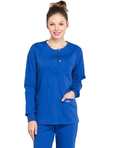 Cherokee WW Professionals Women's Snap Front Scrub Jacket - 4x - Galaxy Blue