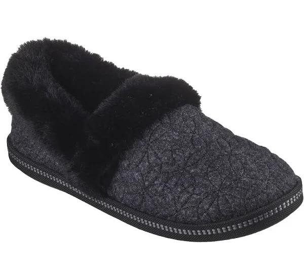 Womens Skechers Cozy Campfire - Bright Blossom Black Comfy Slippers