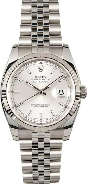 Original Rolex Oyster Perpetual 36 mm Silver Dial Stainless Steel Jubilee Bracelet Automatic Men's Watch 116234SSJ