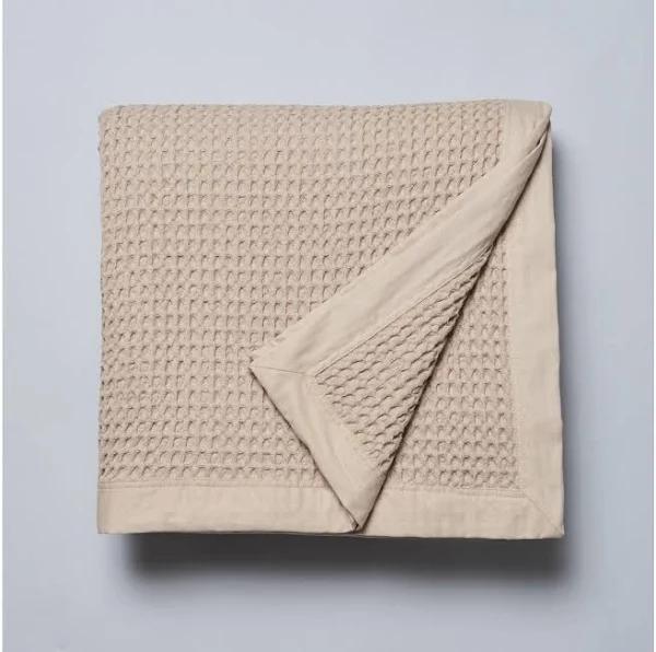 Soft Cotton Waffle Blanket by Logan-Mason (Linen / King Single/Double)