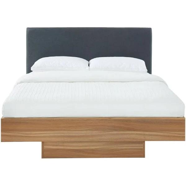 Walnut Oak Wood Floating Bed Frame - Queen