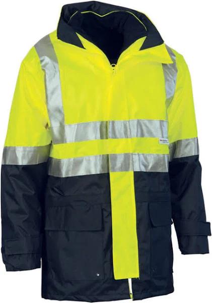 DNC Hi Vis Two Tone 4 in 1 Breathable Jacket with Vest and 3M Reflective Tape (3864) XL / Yellow/Navy