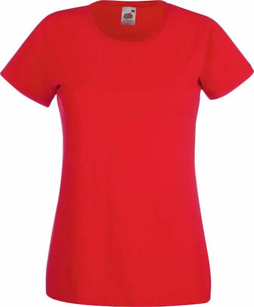 Fruit of The Loom Ladies/Womens Lady-Fit Valueweight Short Sleeve T-Shirt (Pack of 5) Red L