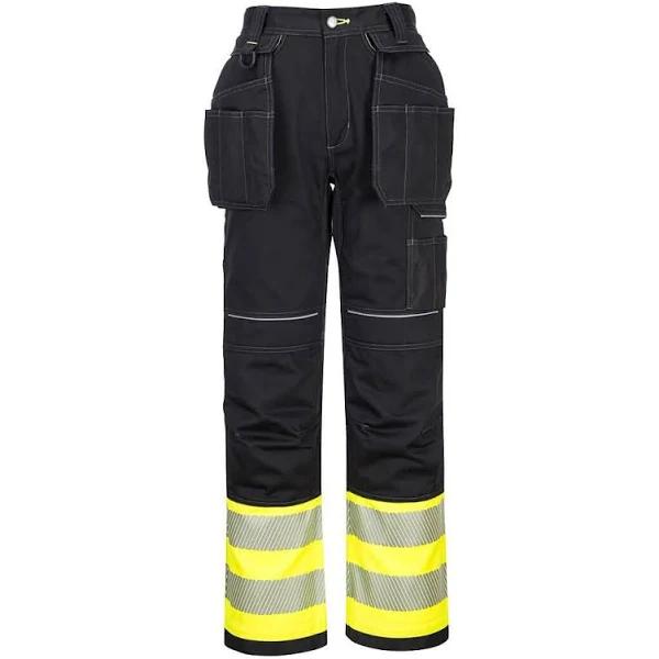 Portwest Mens PW3 Hi-Vis Holster Pocket Trousers Yellow/Black 46R