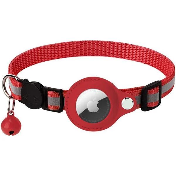 for Apple Airtag Cat Dog Collar Reflective Pet Collar Case Air Tag GPS Anti-lost Red