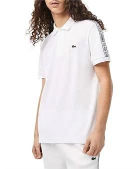 David Jones Lacoste Tape Polo in White, Size 3