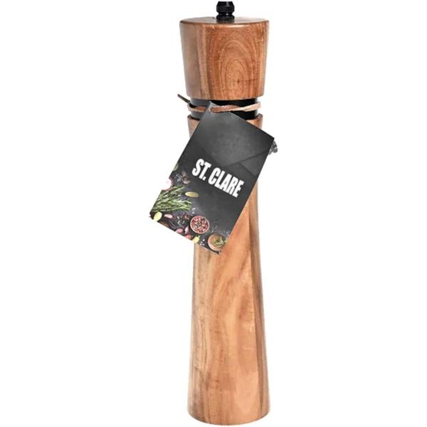 St. Clare Acacia & Black Steel Salt and Pepper Grinder - 25cm