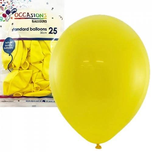 Standard Balloons 25 Pack 30cm Yellow