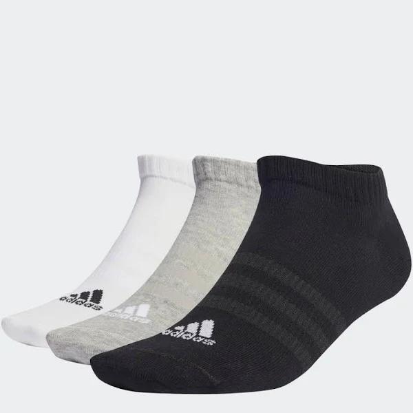 Adidas Thin and Light Sportswear Socks Black Grey White (3 Pairs) - XL