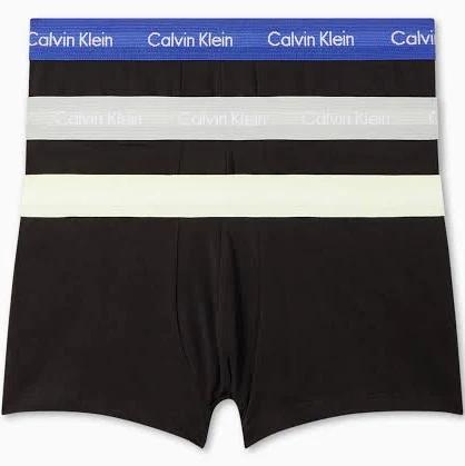 Calvin Klein Black Cotton Stretch 3pk Low Rise Trunk, M / Black