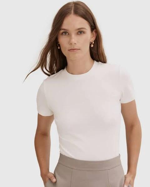 Country Road Women's Australian Cotton Fitted T-Shirt White in Size XS