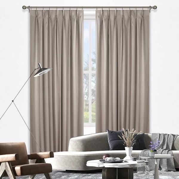 Morocco Pinch Pleat Blockout Curtain Drapes Twig W200cm D213cm