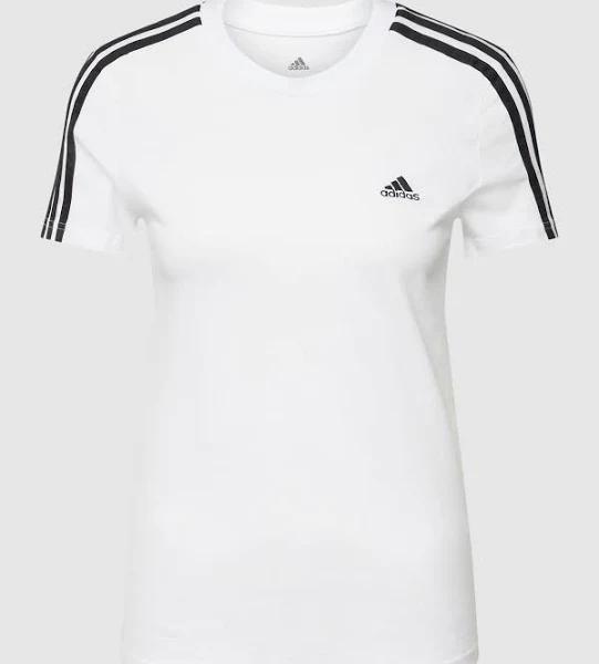 adidas-Essentials Slim 3-Stripes Tee-Women-White / Black-M