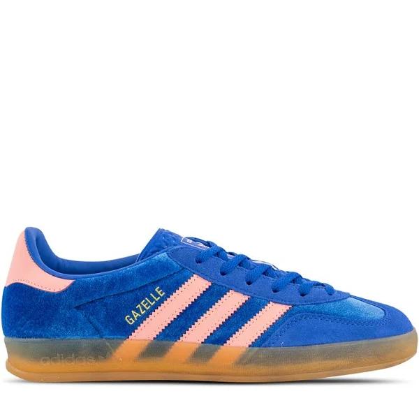 adidas-Gazelle Indoor Shoes-Women-Blue / Semi Pink Spark / Gum-6.5