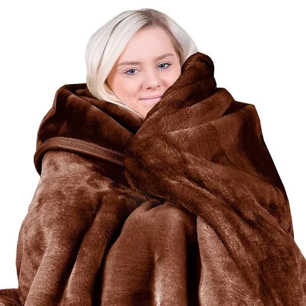 Laura Hill 800GSM Heavy Double-sided Faux Mink Blanket - Chocolate