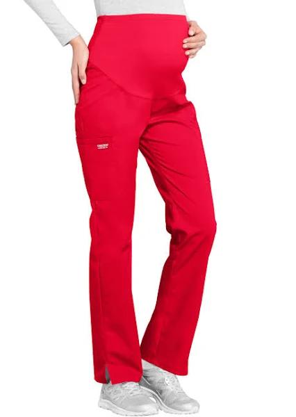 Cherokee Ww220 Maternity Straight Leg Pant 63% Polyester 34% Cotton 3% Spandex poplin, Price/Each - Red, M