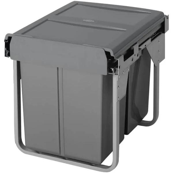 Elite Domestique 40L Twin Slide Out Concealed Waste Bin - for A 450mm Cabinet - Bottom Mounted - Includes Optional Door Bracket