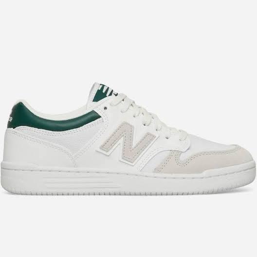 New Balance White & Green 480 Sneakers