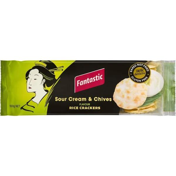 Fantastic Rice Crackers Sour Cream & Chives, 100 G