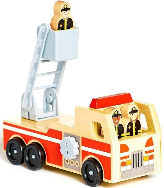 Melissa & Doug Classic Wooden Fire Truck Play Set