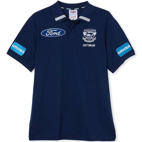 Geelong Cats 2023 Authentic Mens Media Polo Geelong Cats / 5XL