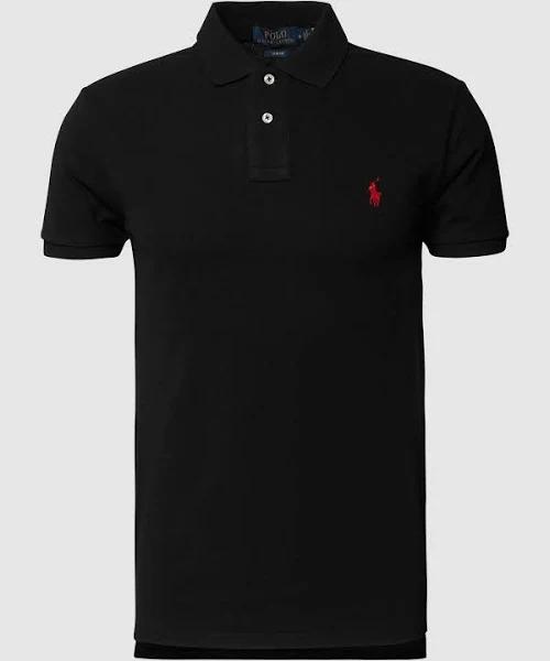 Polo Ralph Lauren Slim Fit Mesh Polo Shirt Black XXL