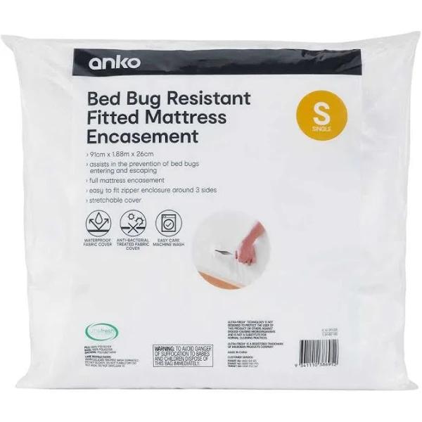 Kmart Bed Bug Resistant Fitted Mattress Encasement - Single Bed, White