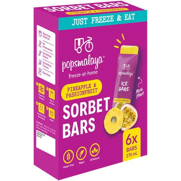 Pops Malaya Freeze-at-Home Sorbet Bars Pineapple & Passionfruit 6 x 45ml