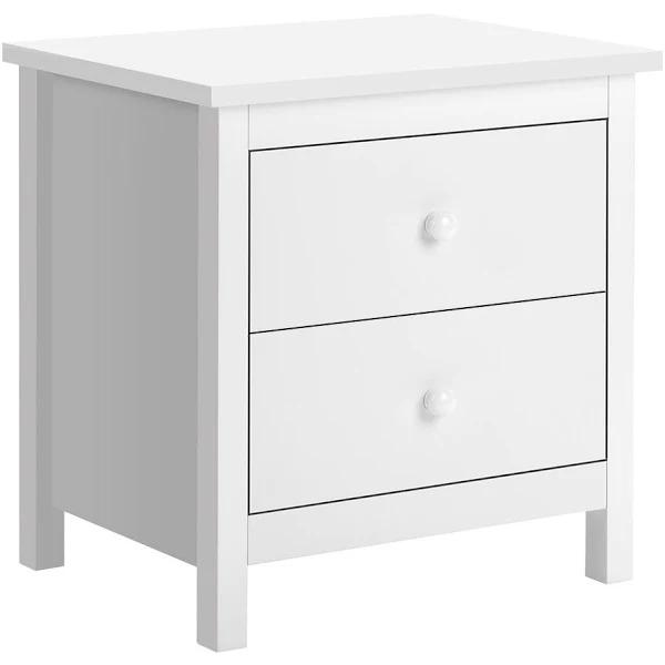 ALFORDSON Bedside Table Hamptons Nightstand Storage Side End 2 Drawers White