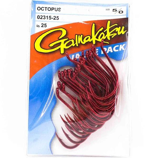 Gamakatsu Octopus Hooks 5/0 25 Pack Red