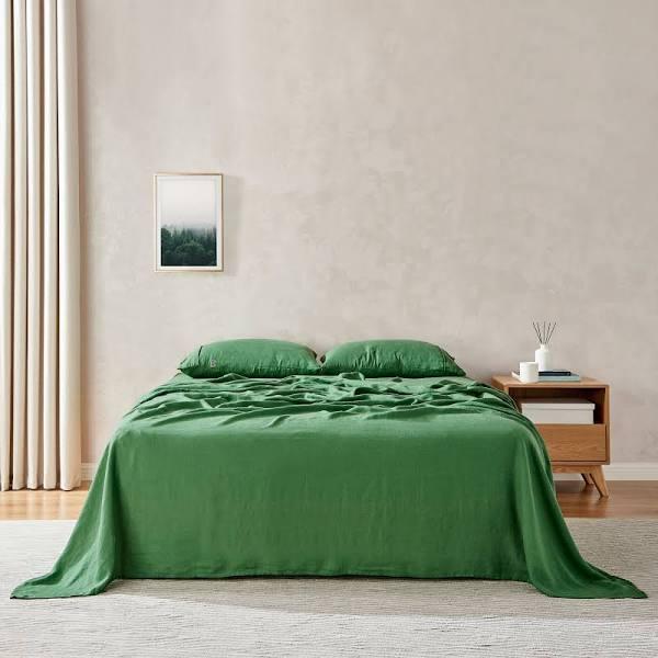 Natural Home 100% European Flax Linen Sheet Set - Olive | Double