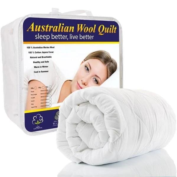 Australian Cotton Merino Wool Quilt Duvet 500GSM - Earn Everyday Rewards, Afterpay Available